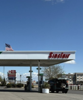 Sinclair gas station fueling island