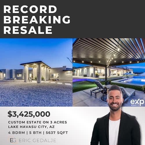 The Gedalje Group is proud to attain this record breaking resale! For the past 5 years and running, our group of real estate agents has been the  1 real estate team in Lake Havasu City in units & volume sold.