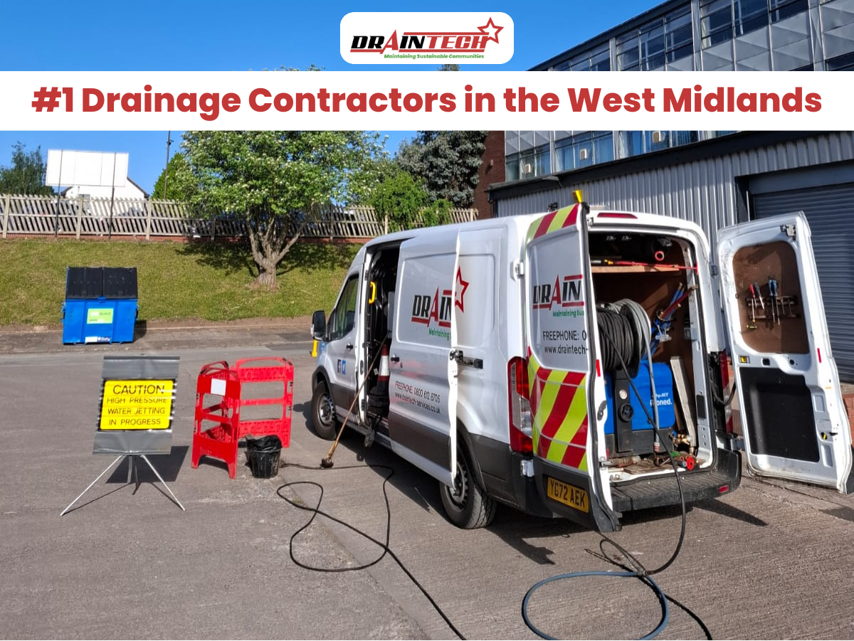 #1 Drainage Contractors in the West Midlands
Draintech Services (Midlands) Ltd is proud to be recognised as the top drainage contractor for Birmingham, Coventry, Wolverhampton, and the wider West Midlands. With over three decades of specialist experience, we provide trusted drainage services including expert drain repairs, CCTV drain surveys, and 24/7 emergency response for homes, businesses, and industrial sites.
Our highly qualified team tackles everything from blocked drains and broken pipes to flood-related emergencies. We work efficiently using advanced tools like high-pressure water jetting and CCTV drain inspection systems to deliver fast and long-lasting results with minimal disruption.
Our commitment to quality and compliance is backed by a comprehensive list of certifications and accreditations, including:
ISO 9001 – Quality Management
ISO 14001 – Environmental Management
ISO 45001 – Health & Safety Management
Constructionline Gold Membership
CHAS Accreditation
SafeContractor Approved
National Association of Drainage Contractors (N.A.D.C.)
Future Water Association Member
TrustATrader Verified
These credentials reflect our high standards of safety, environmental responsibility, and customer care. We follow best practices on every project, large or small, and remain fully compliant with industry regulations.
From emergency drainage callouts to long-term drainage maintenance, Draintech Services is your reliable partner for professional, certified drainage solutions across the West Midlands.
