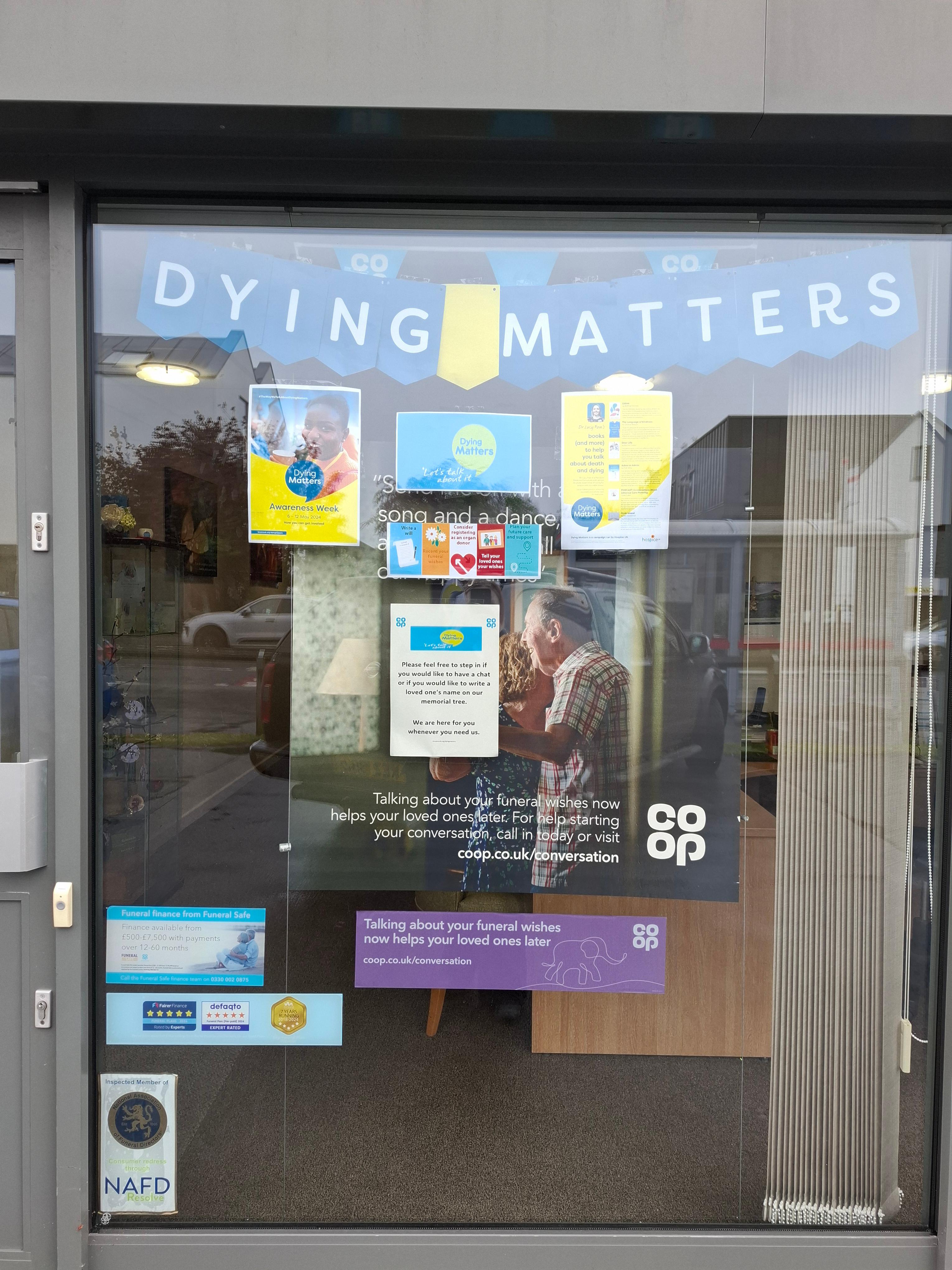 May 6th - May 12th 2024 
We are celebrating Dying Matters week. Every year, people around the UK use Moortown Funeralcare Leeds 01132 689765