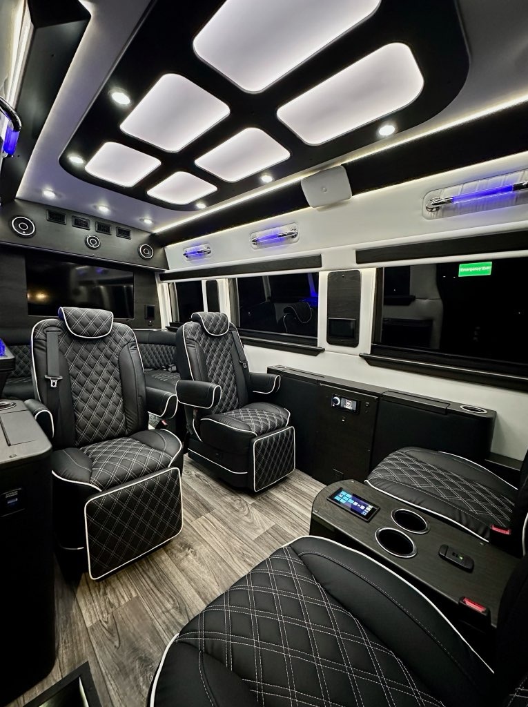 Las Vegas Party Bus 8 Passenger Ultra Luxury JET Sprinter with TVs, sounds and total luxury.