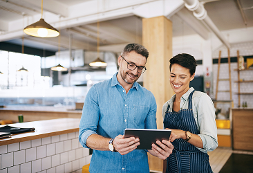 Business owners working together.