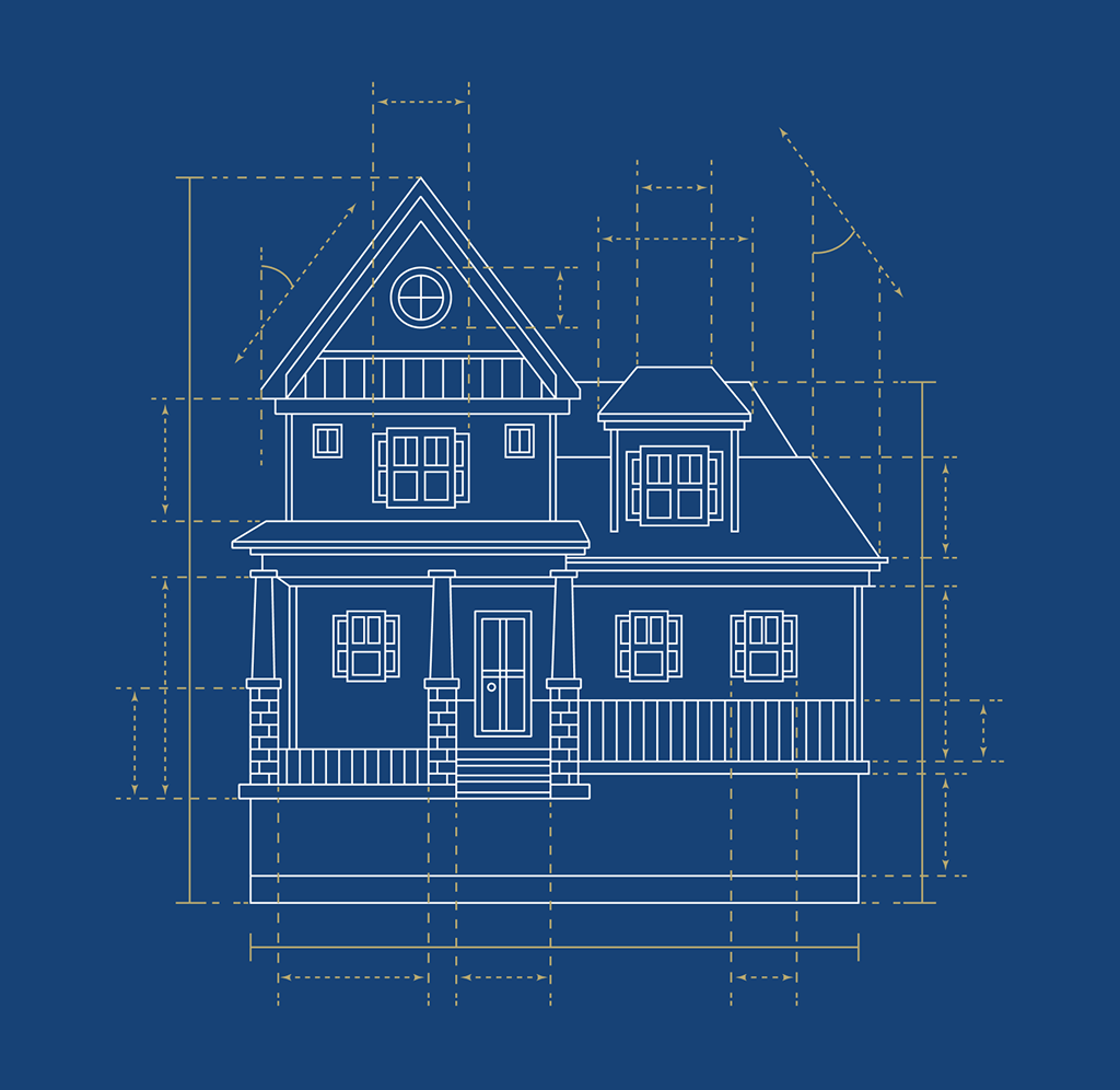 Blueprint of a house facade.