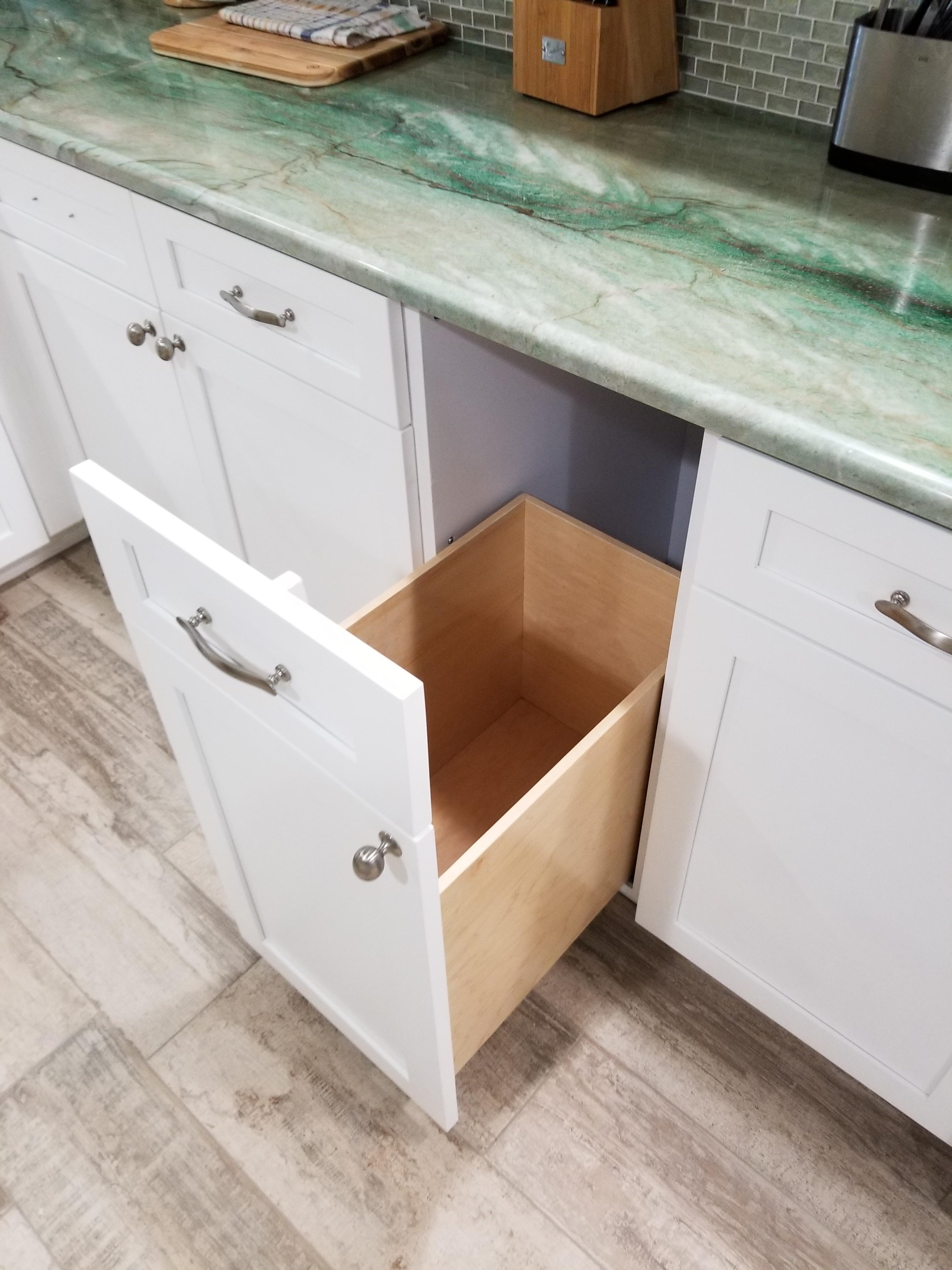 kitchen cabinet modification pull out garbage drawer nhance of charleston
