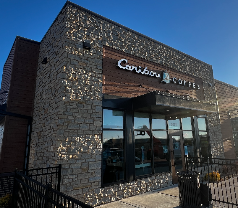 Storefront of the Caribou Coffee at 5450 Buttonwood Drive in Madison