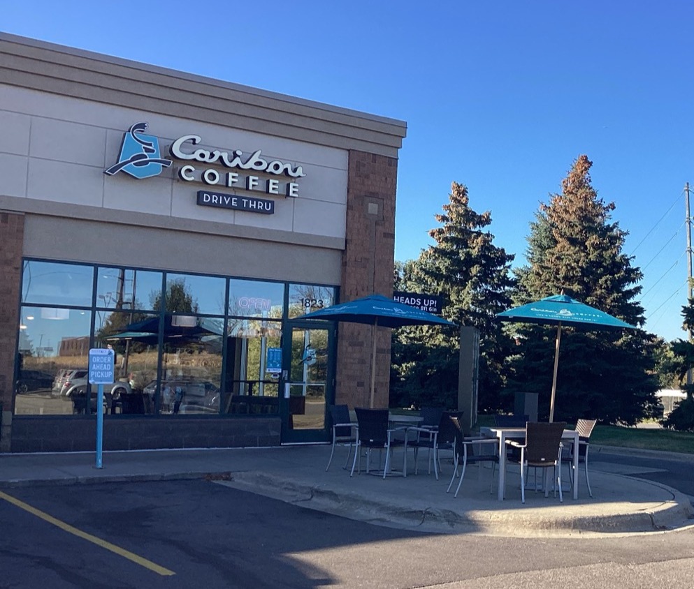 Storefront of the Caribou Coffee at 1823 Market Boulevard in Hastings