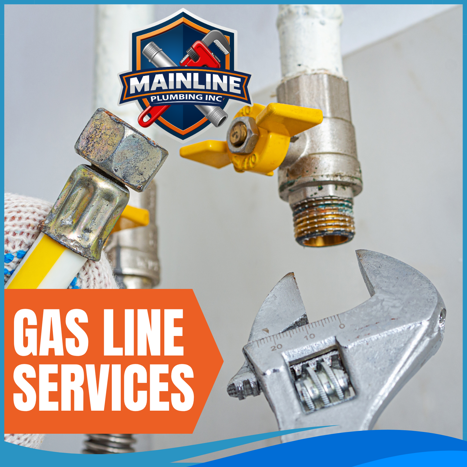 Mainline Plumbing Inc. gas line services image featuring professional gas plumbing components and repair tools, representing trusted gas line installation, gas leak detection, gas line repair, appliance gas hookups, outdoor BBQ gas line installation, and gas plumbing safety services throughout Escalon, Modesto, Oakdale, Riverbank, Manteca, Ripon, Turlock, Stockton, and surrounding Central Valley communities. Mainline Plumbing prioritizes safe, code-compliant gas line service for homes and businesses.