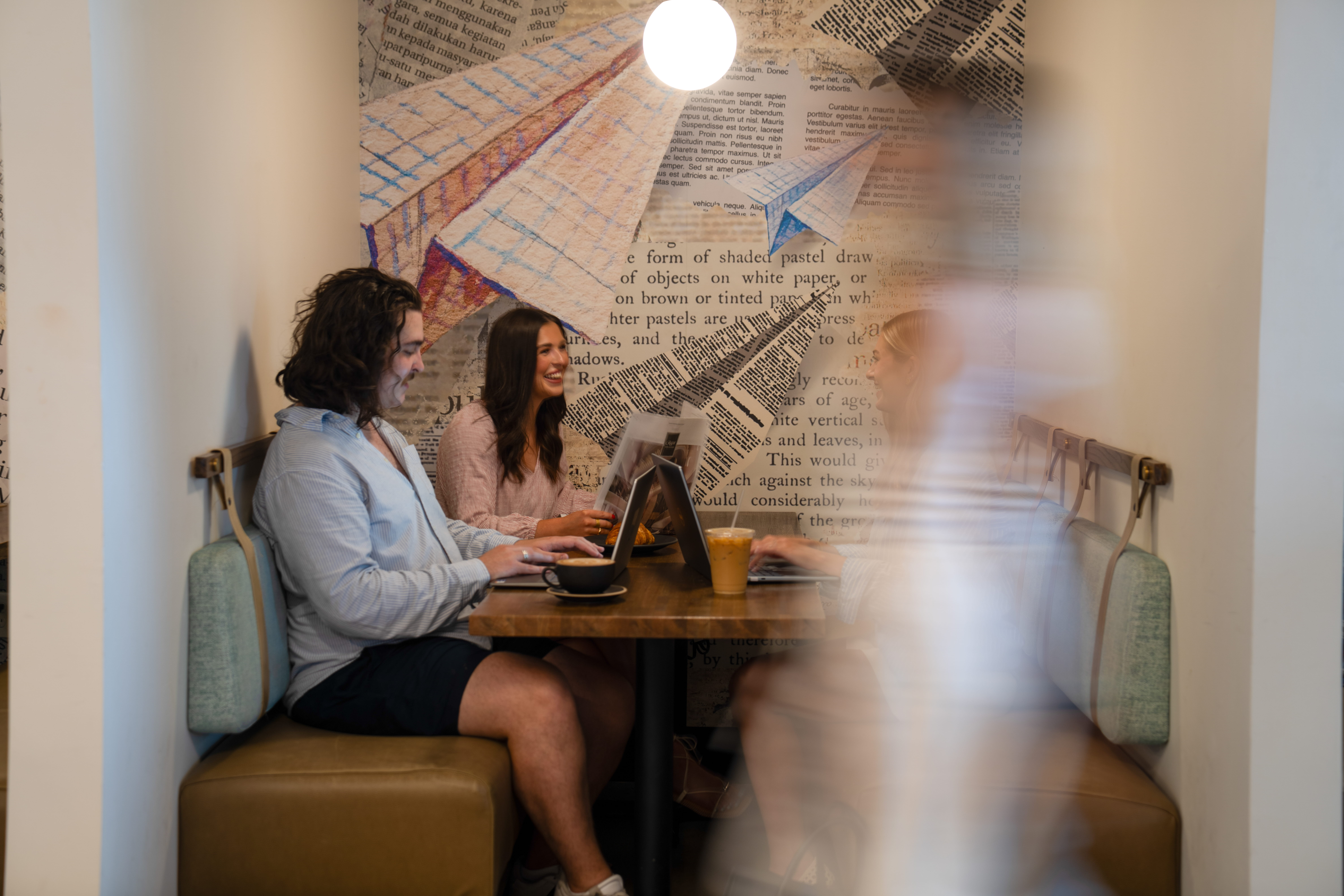 Cozy seating at Buzz & Bustle, a Dallas coffee shop perfect for remote work.