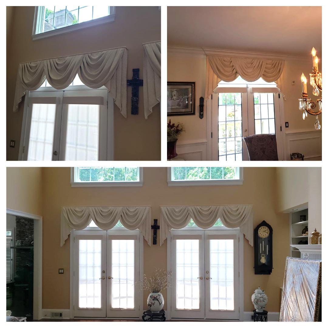 Our installer Jake did a fantastic job installing these beautiful soft treatment cornice boards in Snellville.