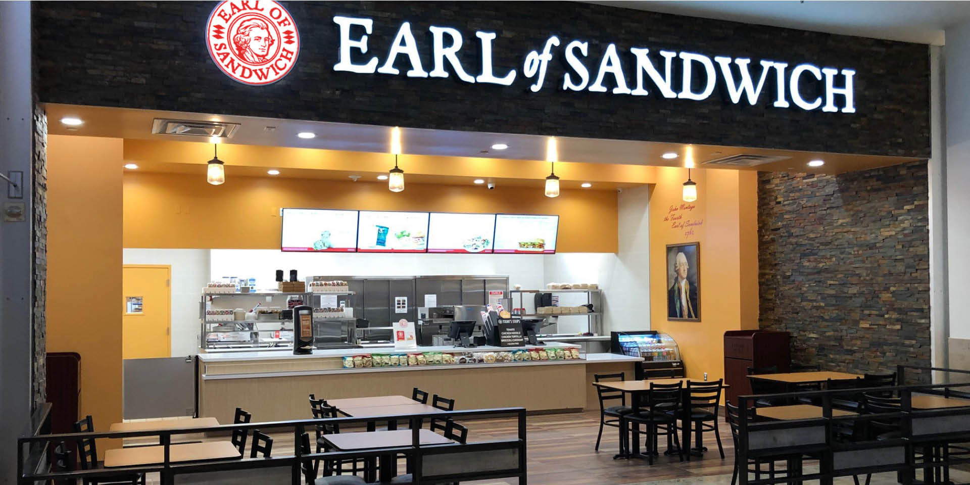 The front counter at Earl of Sandwich in the Fashion Show mall.