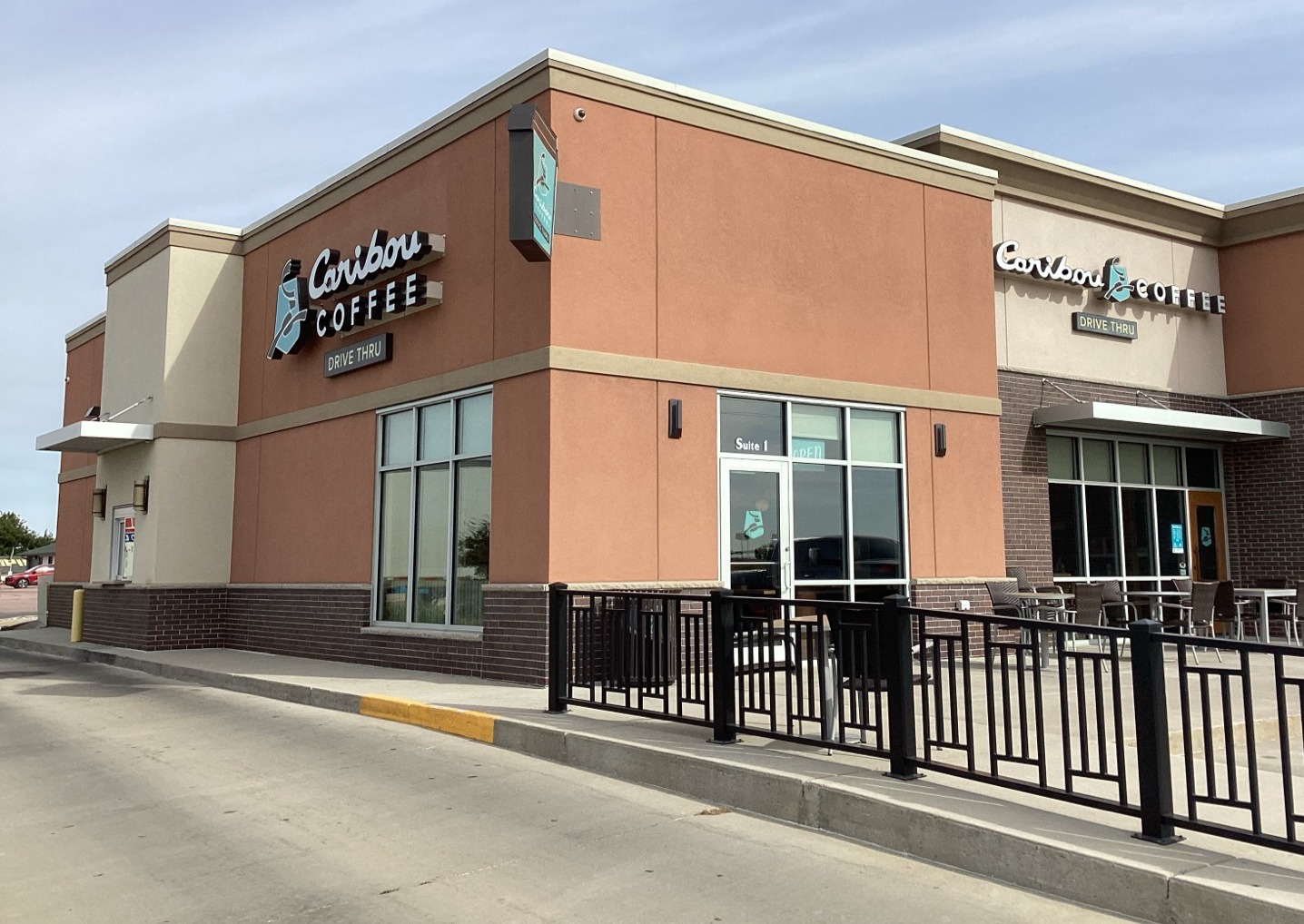 Storefront of the Caribou Coffee at 1620 South Burr Street in Mitchell