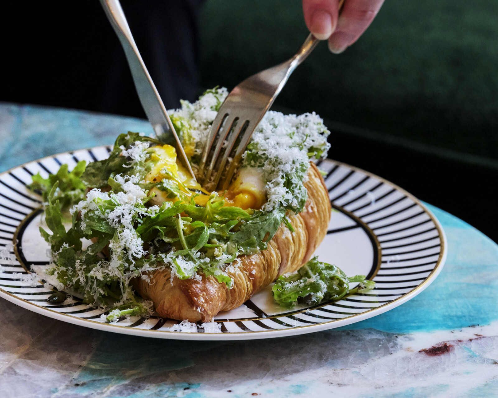 Vegetarian stuffed croissant.