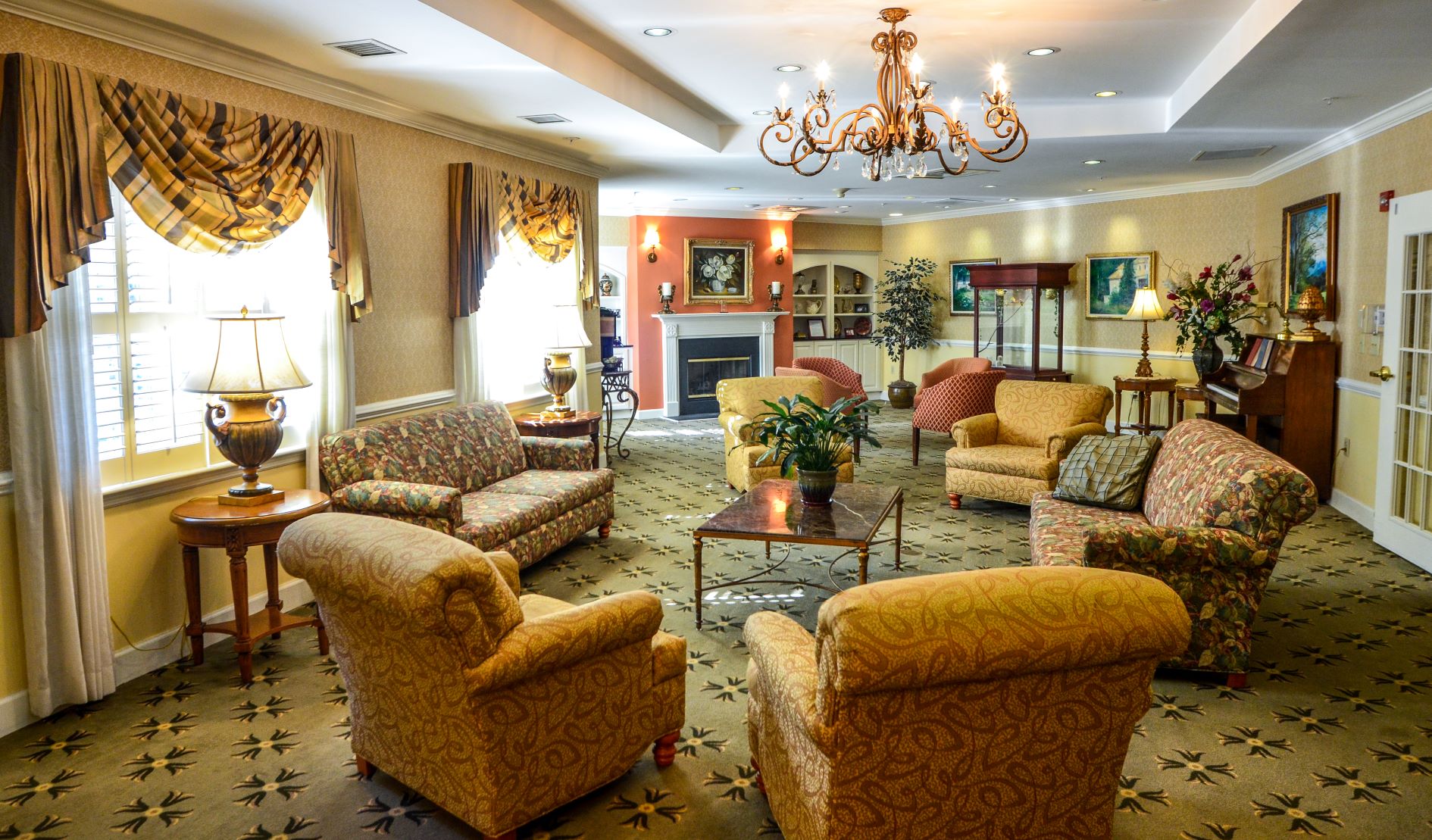 The Laurels & The Haven in Highland Creek boasts a spacious common area for our seniors!
