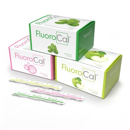 FluoroCal is a 5% Sodium Fluoride Varnish with Tri-Calcium Phosphates (TCP) that is both calcium and fluoride releasing*. Upon application to dentin and enamel, FluoroCal penetrates and seals exposed dentin tubules and provides immediate sensitivity relief to hypersensitive teeth. It is available in Spearmint, Bubble Gum, and Green Apple, each flavor sweetened with Xylitol.