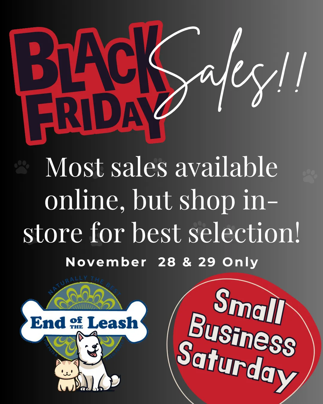 Image of Local Pet Event Black Friday/Small Business Saturday Nearby