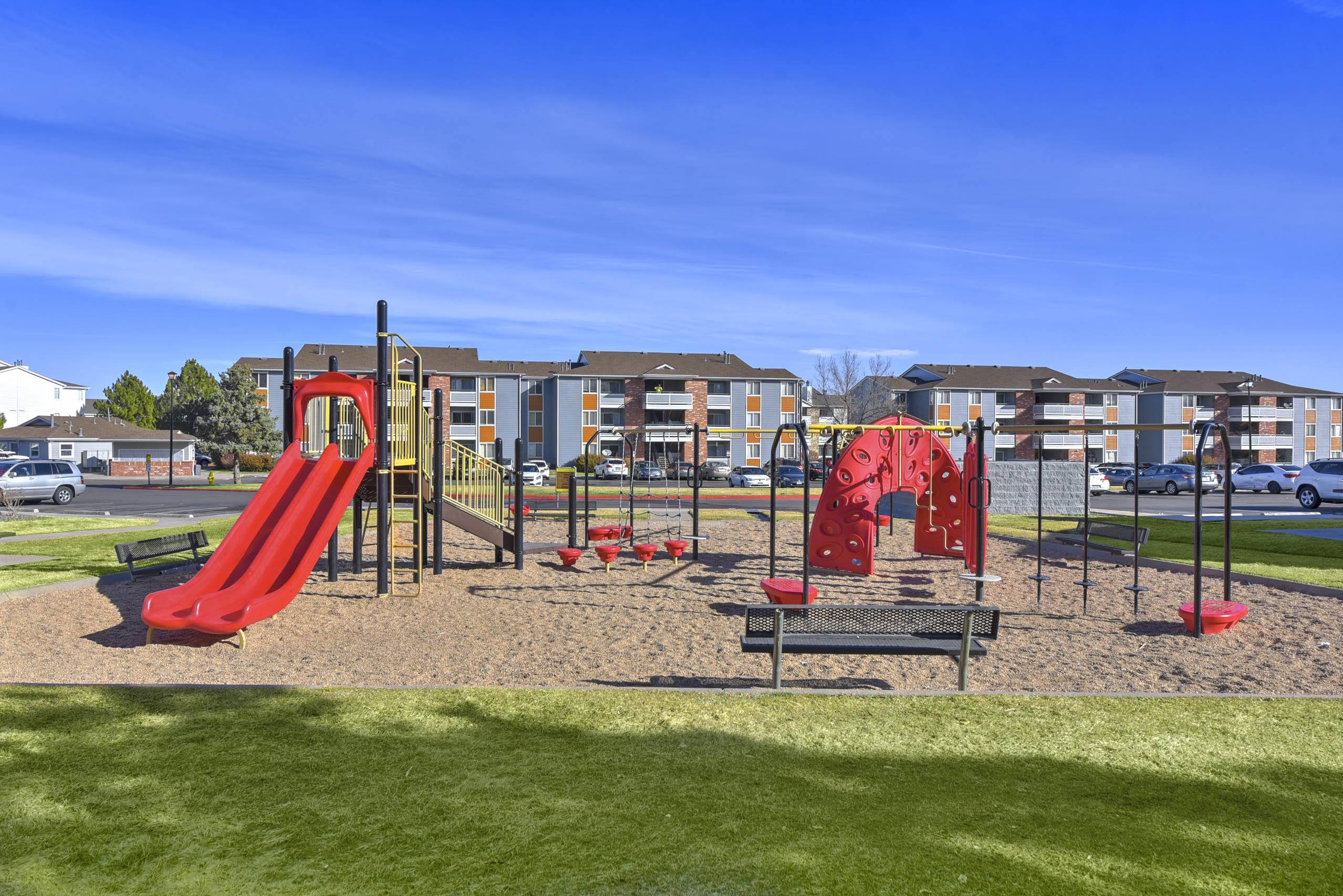 Playground with Red Slide 