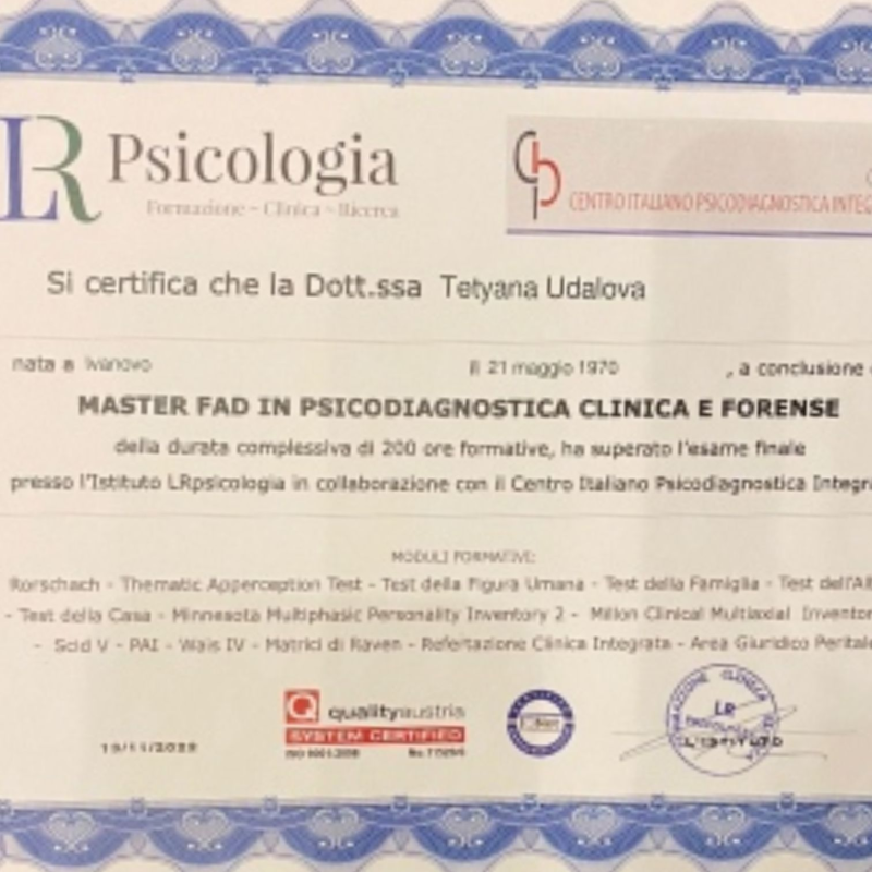 Images Dott.ssa Udalova Tetyana Psicologa ad Orientamento Psicoanalitico