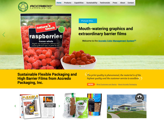 Responsive website design for Accredo Packaging.