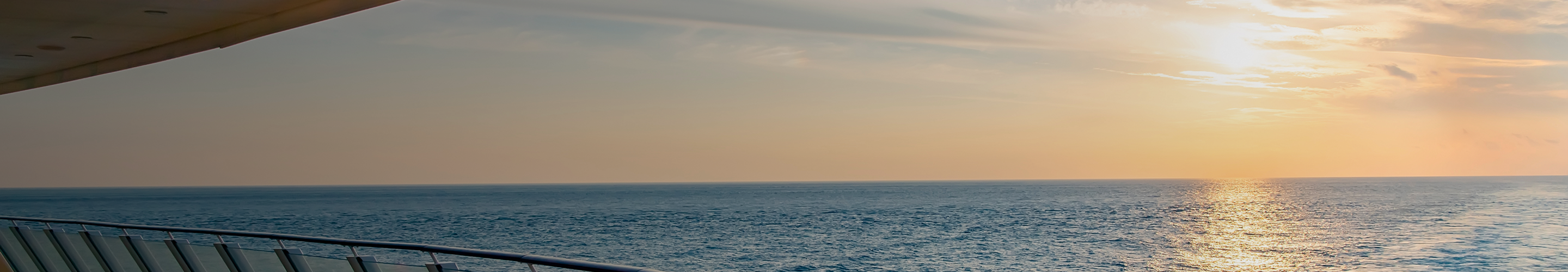 A view of a calm body of water from a cruise ship deck.