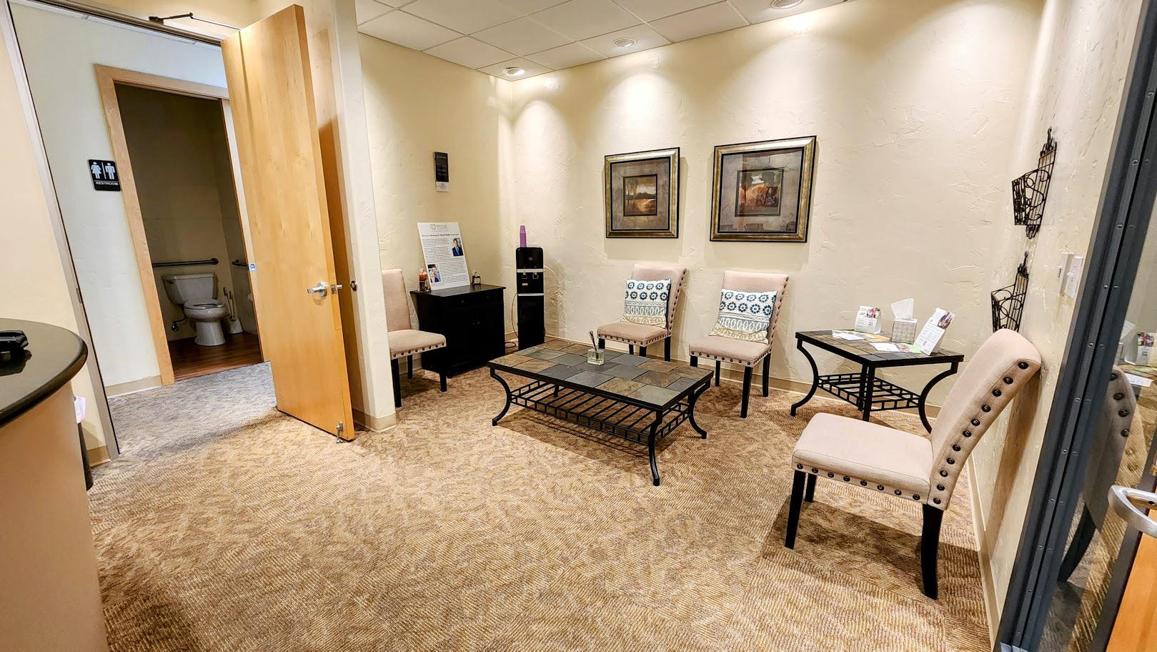 Reception area of Belmar dentist office in Lakewood, CO