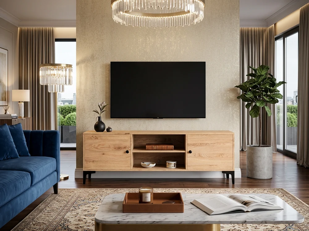 Marion TV Stand by Foundry 39, a contemporary solid wood media console and TV stand made with Americ 
