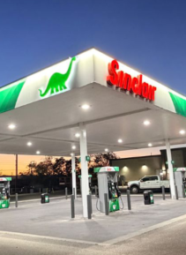 Sinclair gas station fueling island 