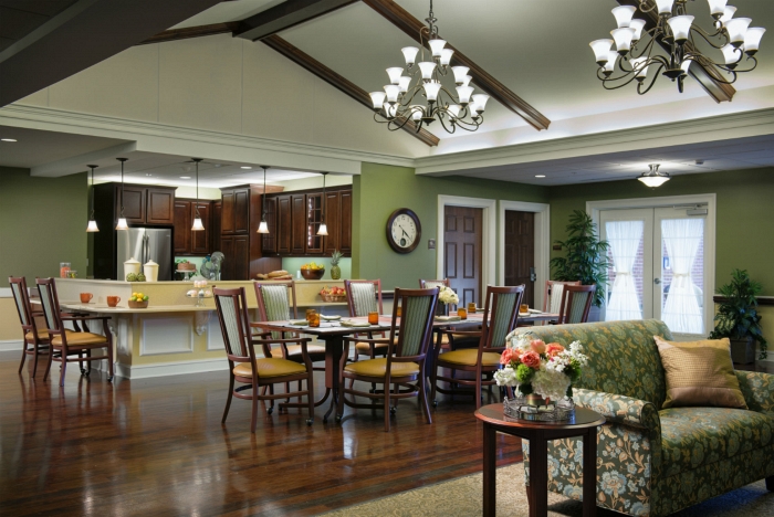 The Village at Orchard Ridge, senior living retirement community in Winchester, Virginia. Orchard Woods Health Center dining room.