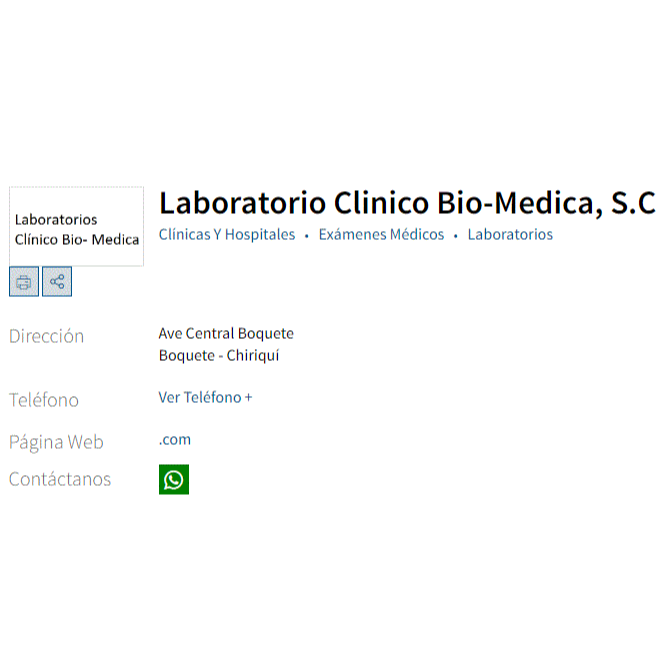 Laboratorio Clinico Bio-Medica, S.C - Diagnostic Center - David - 6674-7905 Panama | ShowMeLocal.com