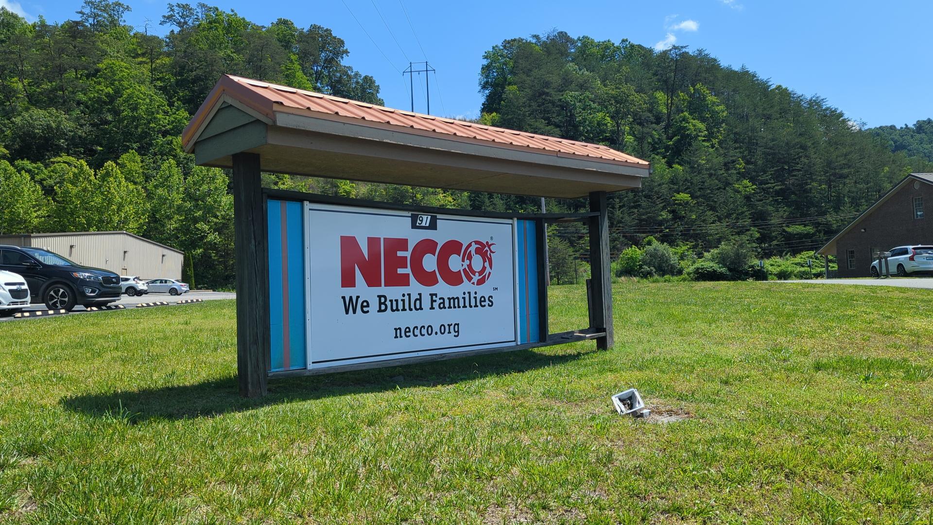 Necco signage outside of Necco Prestonsburg office in Vienna, WV.