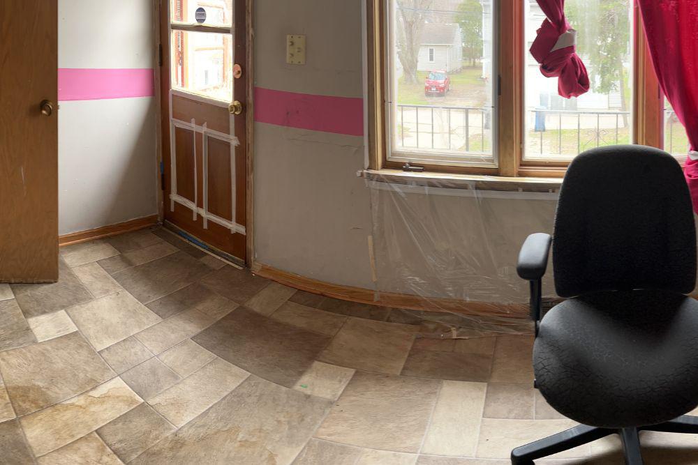 Pictured here is Minneapolis water damage in a living room.