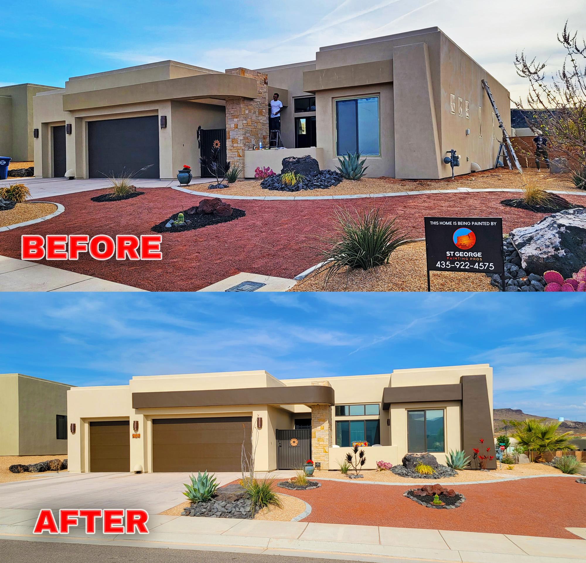 Stucco house exterior painting project in St. George.