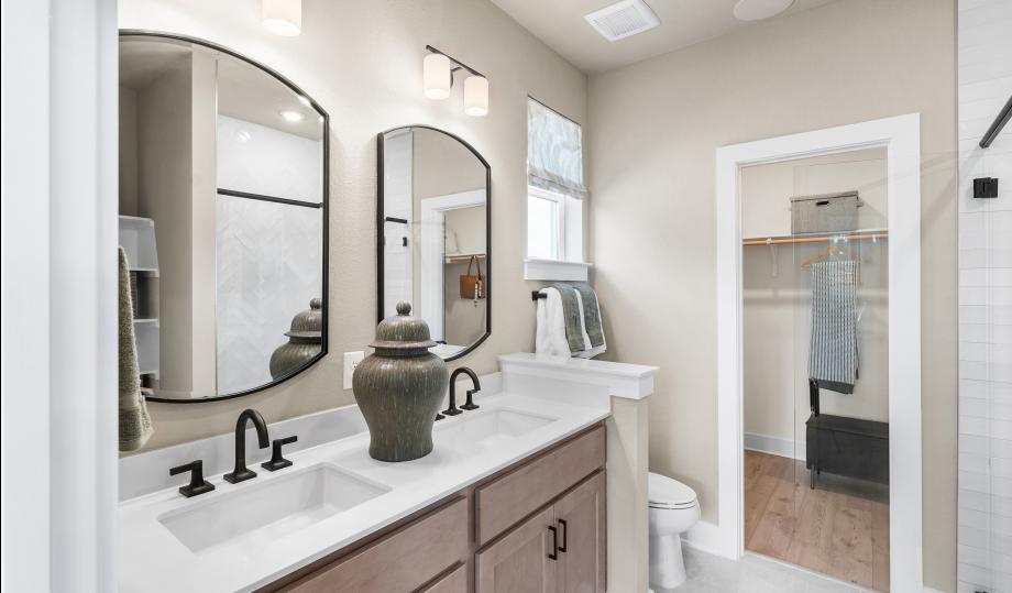 Primary bath with dual vanities