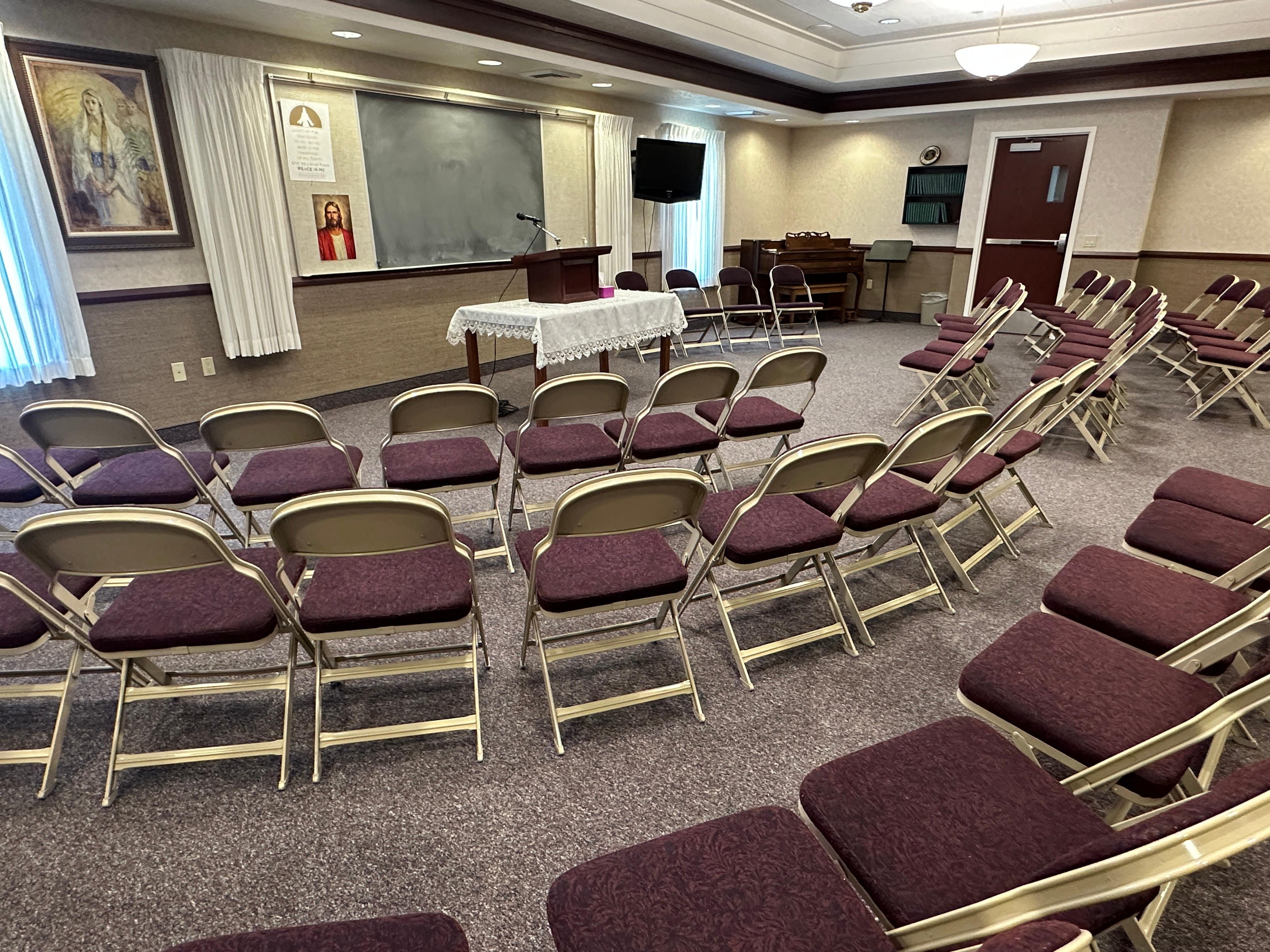 The Relief Society Room. The women's organization meets here every second and fourth Sunday to teach about and testify of Jesus Christ and His gospel.