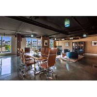 Conference room with leather chairs and lounge area