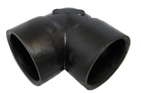HDPE fittings by B & D Mfg., Inc., designed for secure, leak-resistant connections in geothermal loop piping and system installations.