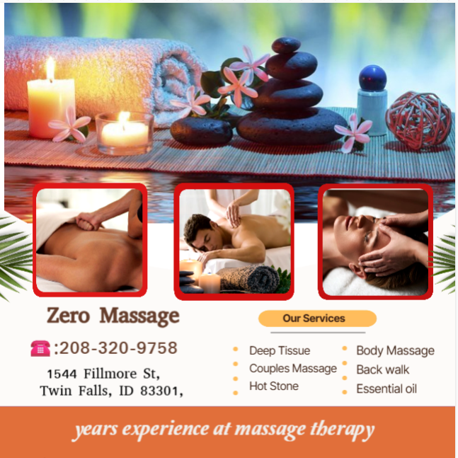 Our traditional full body massage in Twin Falls, ID
includes a combination of different massage therapies like 
Swedish Massage, Deep Tissue, Sports Massage, Hot Oil Massage
at reasonable prices.