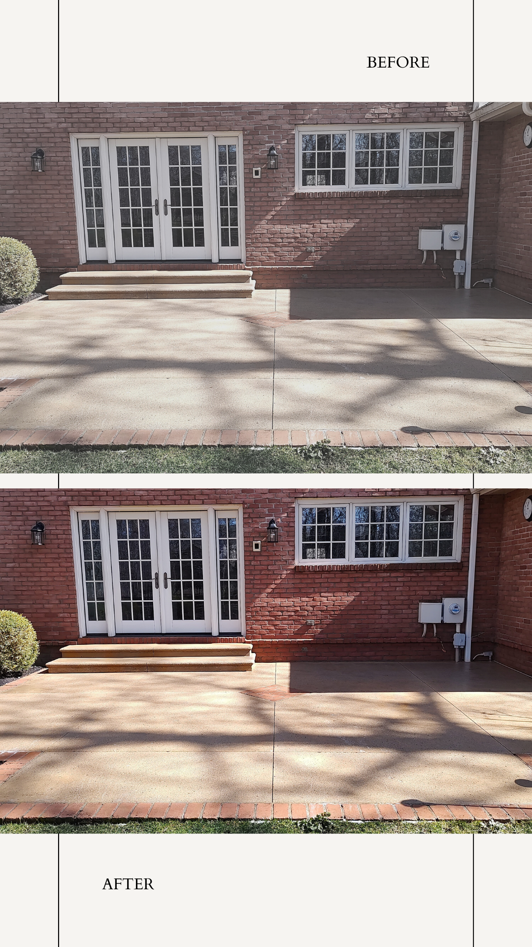 Powerwashing before and after