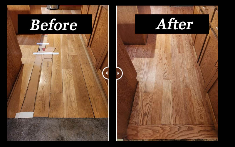 Before and after hardwood floor repair