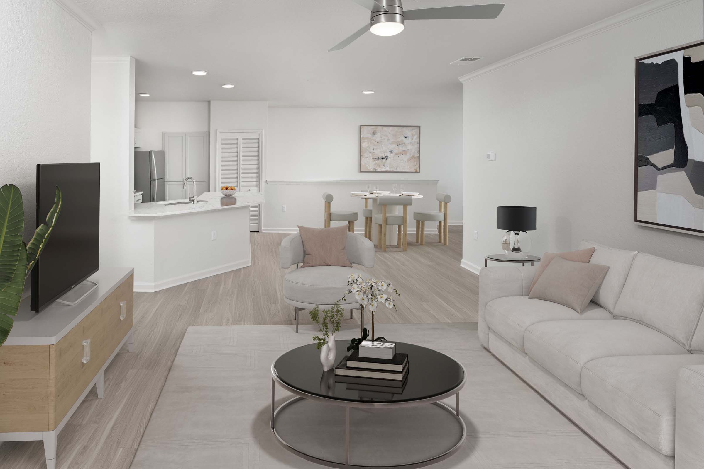 Camden Visconti apartment home living and dining in Brandon, FL.