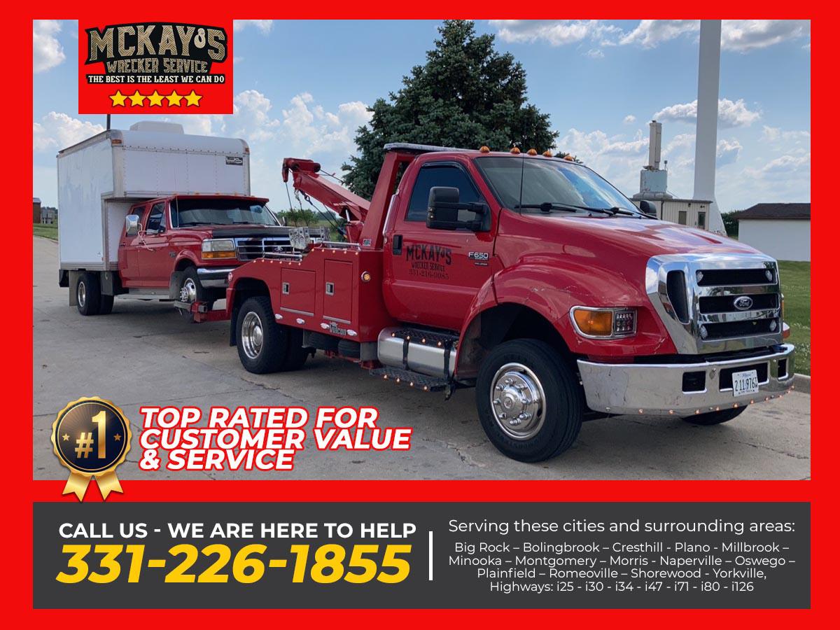 Our tow truck drivers are specialists in wrecker service, flatbed towing, winch outs, and roadside service.  Call us at 331-226-1855