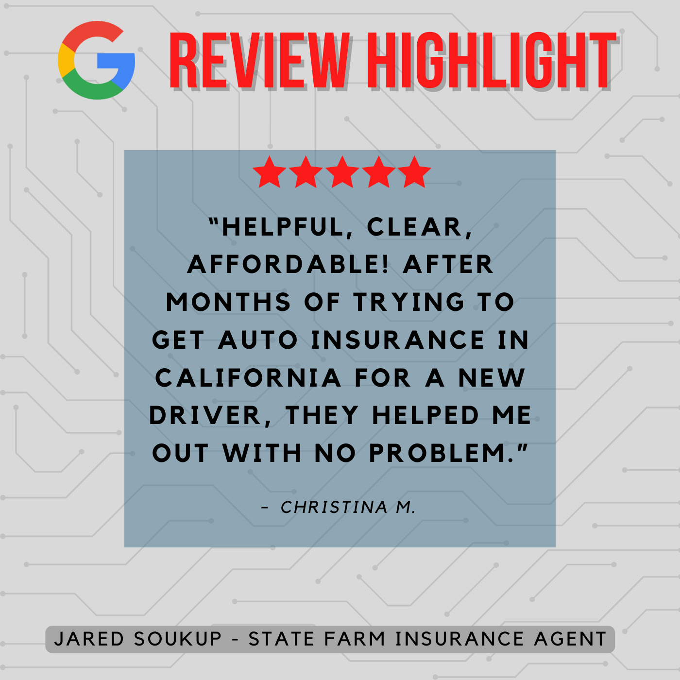 Jared Soukup - State Farm Insurance Agent
Review highlight