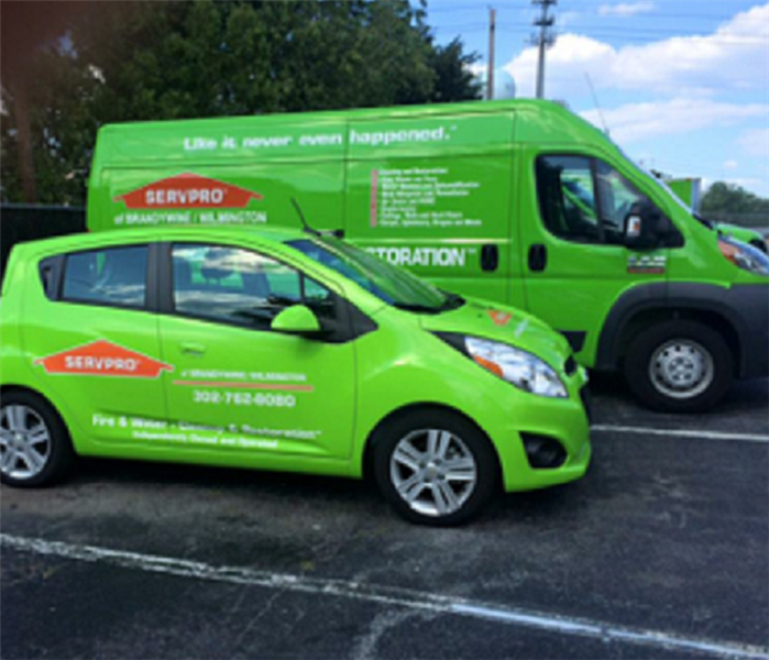 Two of our newest SERVPRO vehicles at SERVPRO of Hockessin/Elsmere.  These two trucks added into our fleet made our sales and production team very happy.  We now have 28 service vehicles.