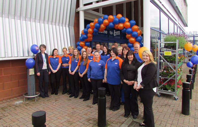 Store staff stand proudly outside the brand new B&M Home Store & Garden Centre in Lanark.
