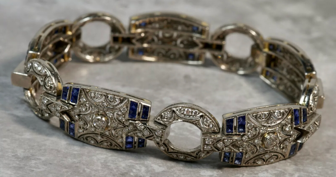 18k white gold antique diamond bracelet Collectors Coins & Jewelry Lynbrook (516)341-7355