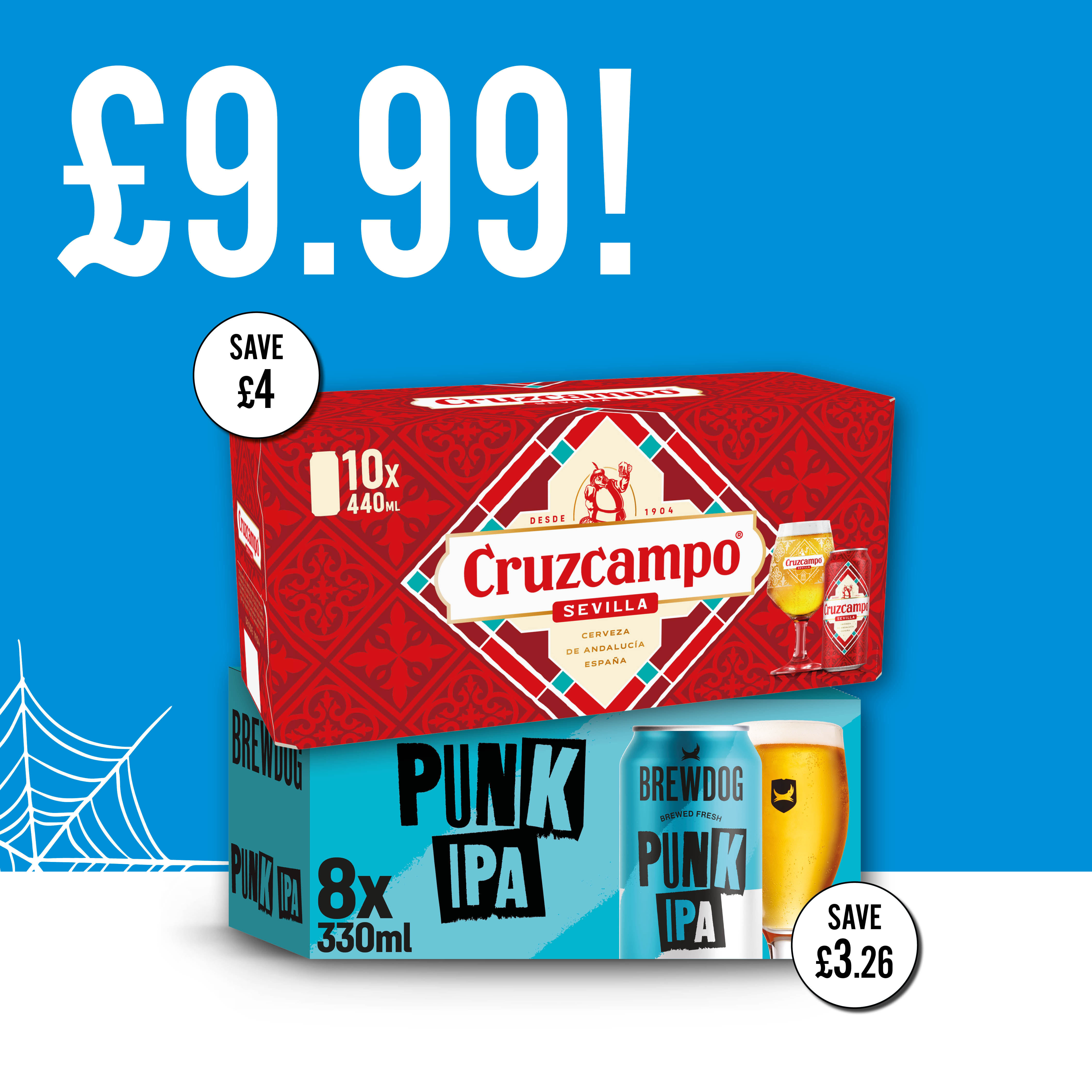&pound;9.99 each on selected big beer packs