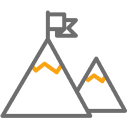 Flag on top of mountain icon.