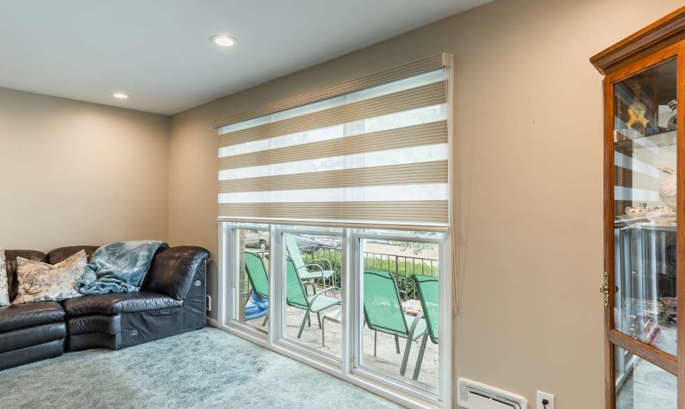 Shades in living room of Greater Baltimore Home