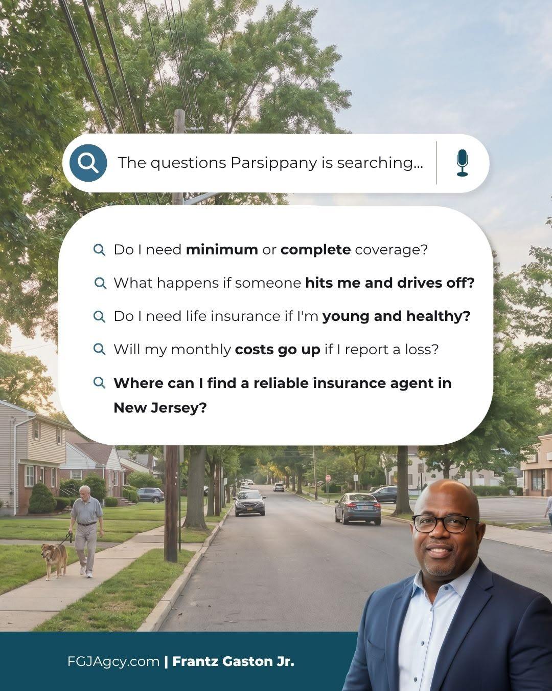At Frantz Gaston's offices in New Jersey, our team comprises kind industry professionals who are happy to help guide you through all of life's tough coverage questions.