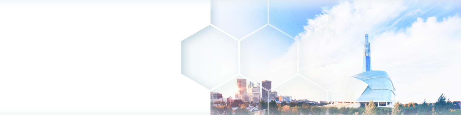 Winnipeg skyline as seen from The Forks, with the Human Rights Museum on the right.