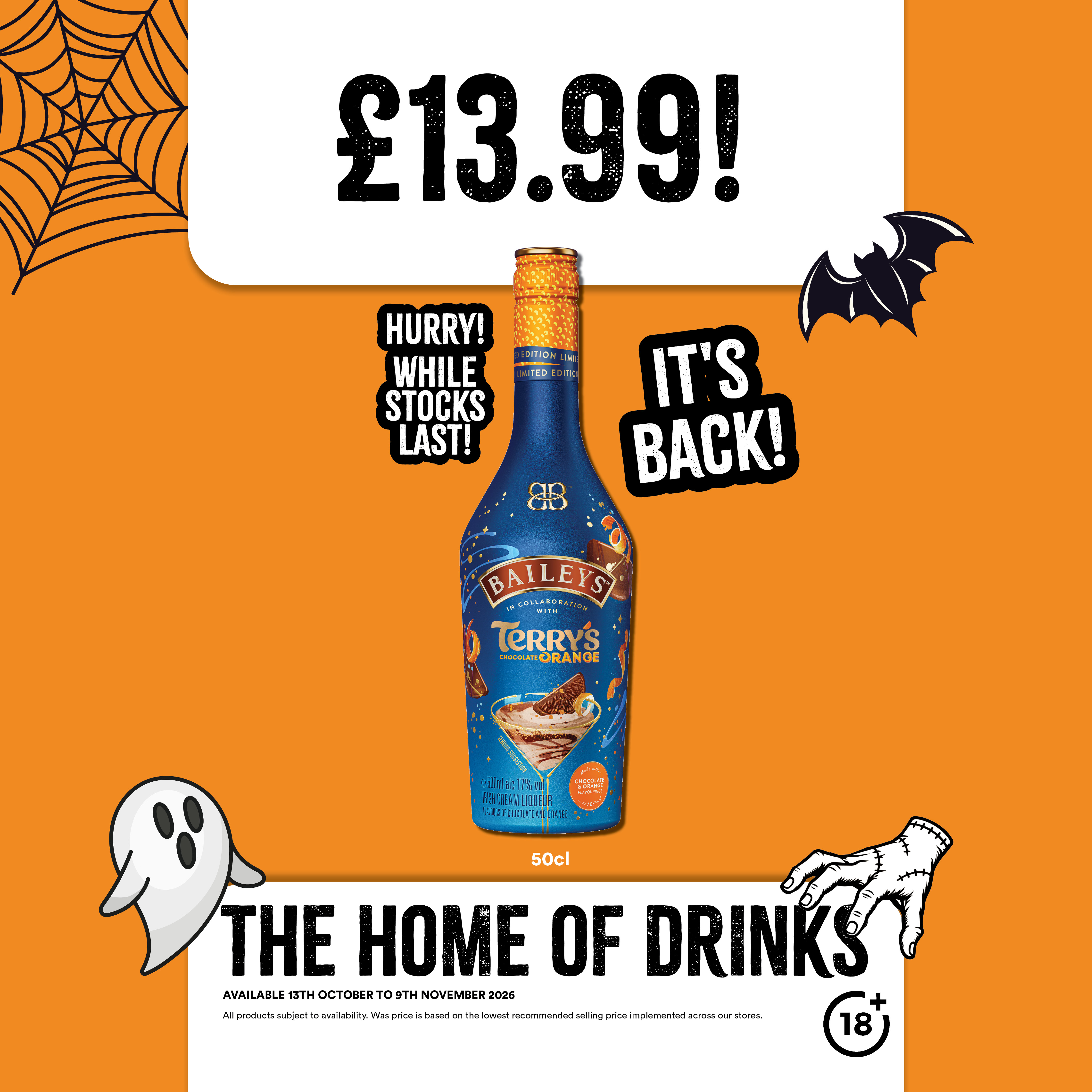 &pound;13.99 Baileys Terry's Choc Orange. When its gone its gone